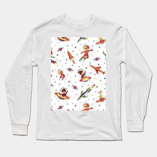 Vintage Space Japanese White Long Sleeve T-Shirt by Culturio